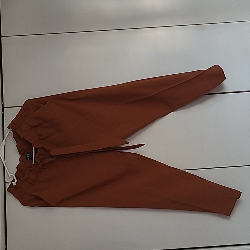 Loft Rust Brown Elastic Waist Cropped Pants Small Petite